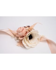 Wood Flower Corsage - Medium